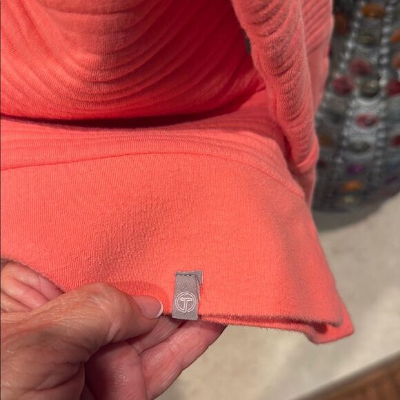 T by Talbots Tangerine Cowl Neck top with Cozy Ribbed Texture size XL - Picture 5 of 11